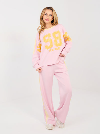 RUE PARIS Pastelowy różowy komplet z bluzą oversize