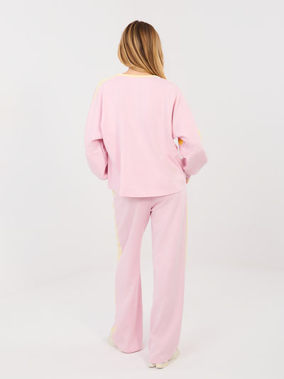 RUE PARIS Pastelowy różowy komplet z bluzą oversize