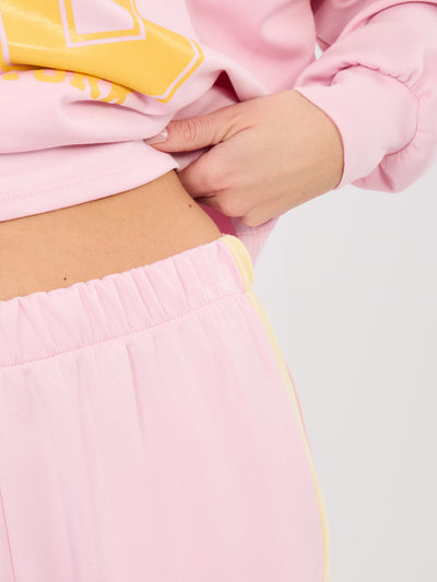 RUE PARIS Pastelowy różowy komplet z bluzą oversize