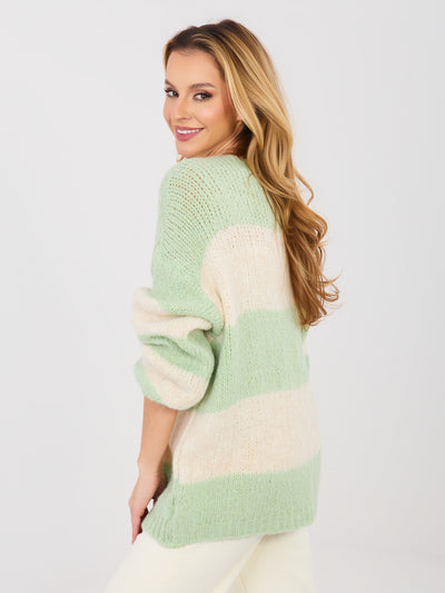 Pastelowy zielony damski kardigan oversize