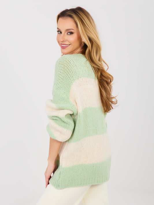 Pastelowy zielony damski kardigan oversize