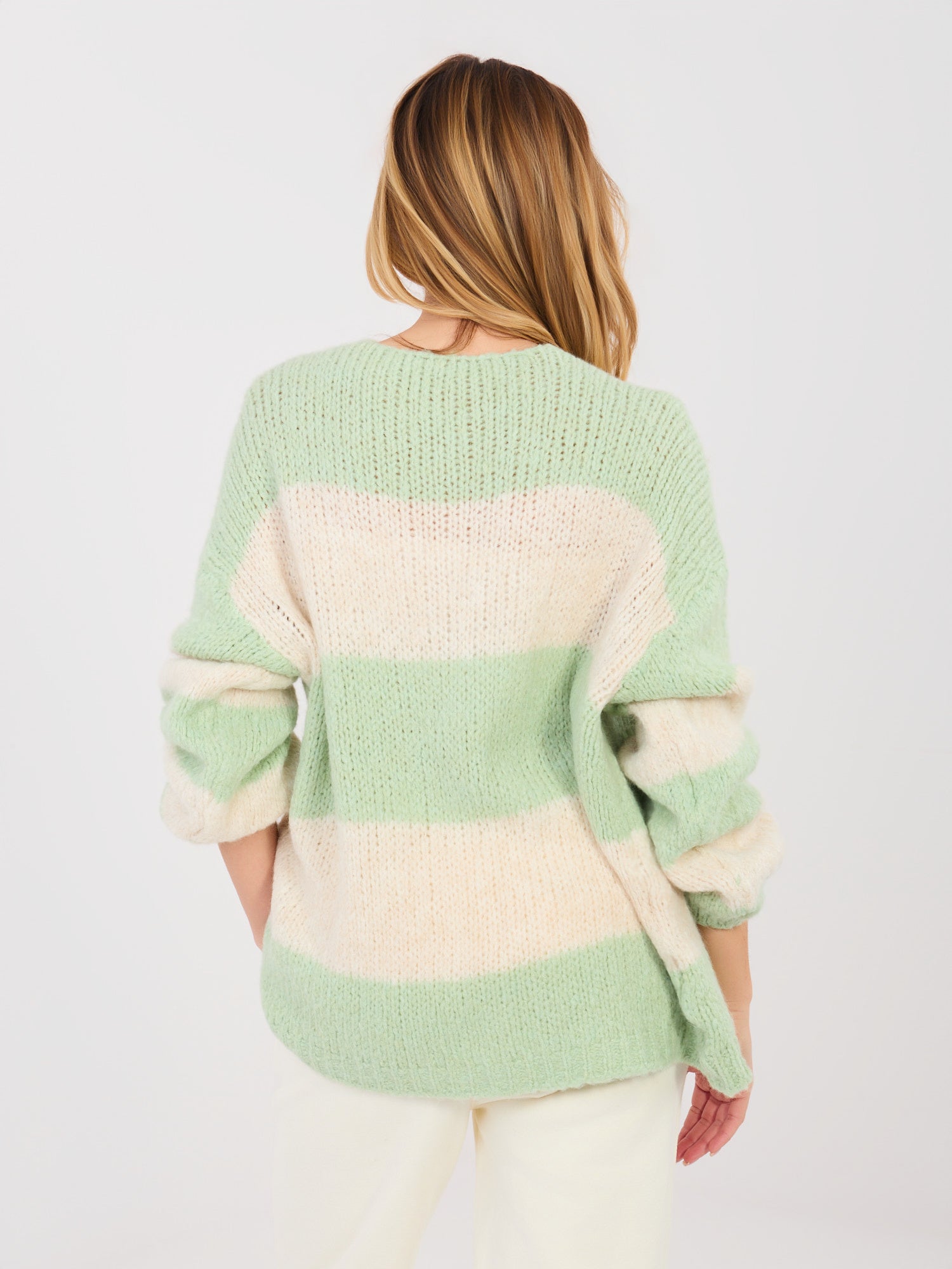 Pastelowy zielony damski kardigan oversize