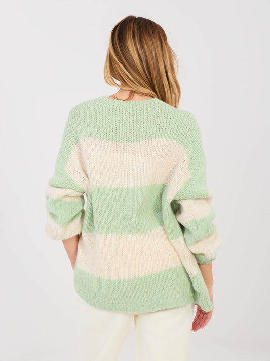 Pastelowy zielony damski kardigan oversize