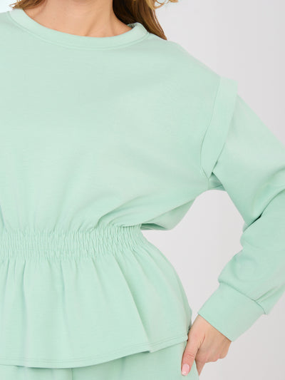 RUE PARIS Pastelowy zielony  komplet z miękkiego materiału
