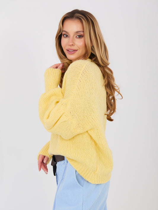 Pastelowy żółty damski sweter oversize