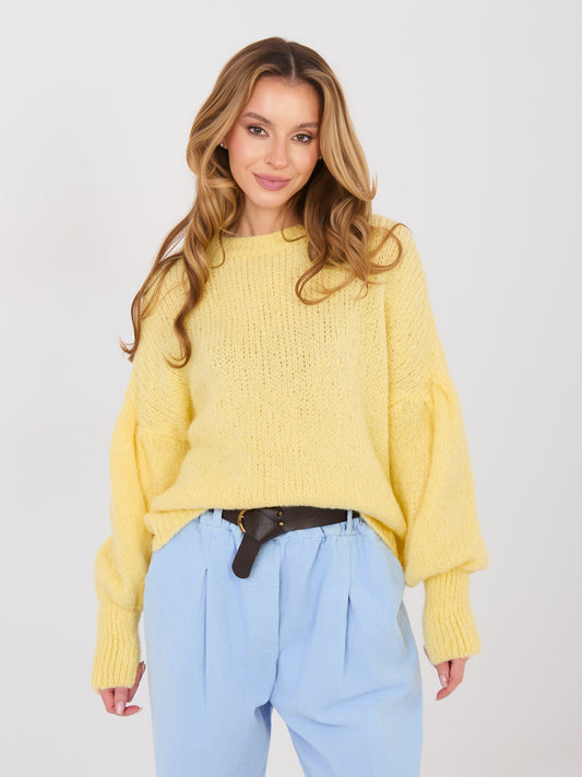 Pastelowy żółty damski sweter oversize