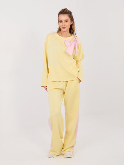 RUE PARIS  Pastelowy żółty komplet z miękkiego materiału