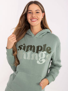 SUBLEVEL Pistacjowa ocieplana bluza z kapturem