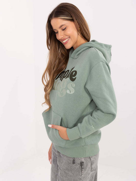 SUBLEVEL Pistacjowa ocieplana bluza z kapturem