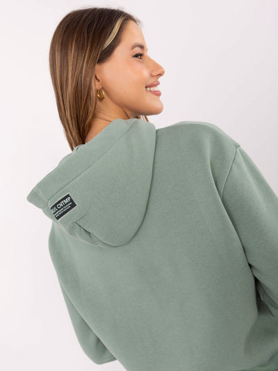 SUBLEVEL Pistacjowa ocieplana bluza z kapturem