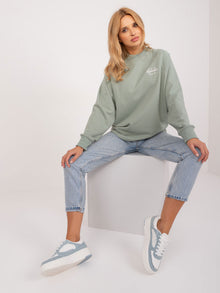 SUBLEVEL Pistacjowa dresowa bluza bez kaptura