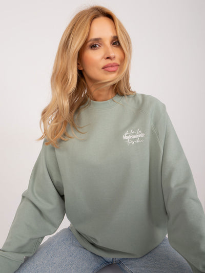 SUBLEVEL Pistacjowa dresowa bluza bez kaptura
