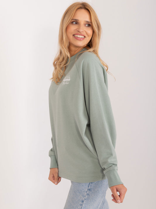 SUBLEVEL Pistacjowa dresowa bluza bez kaptura