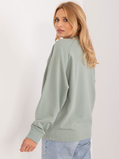 SUBLEVEL Pistacjowa dresowa bluza bez kaptura