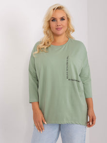 Pistacjowa bluzka plus size z bawełny