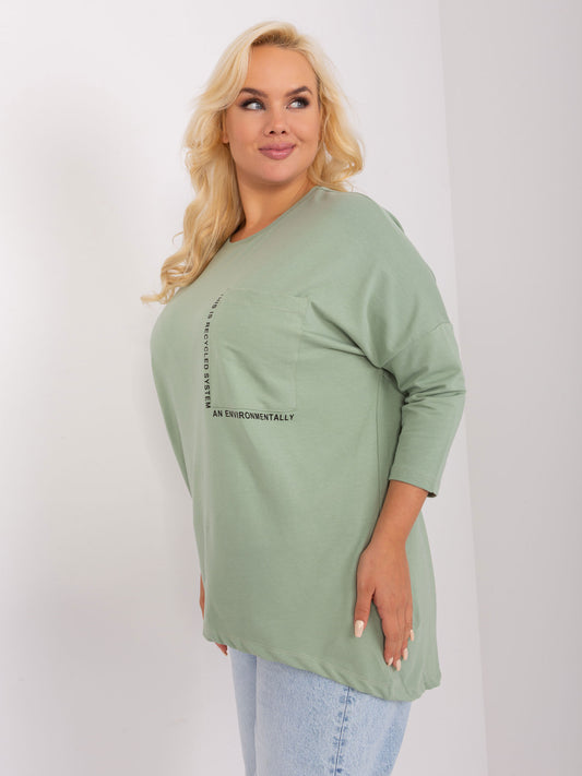 Pistacjowa bluzka plus size z bawełny