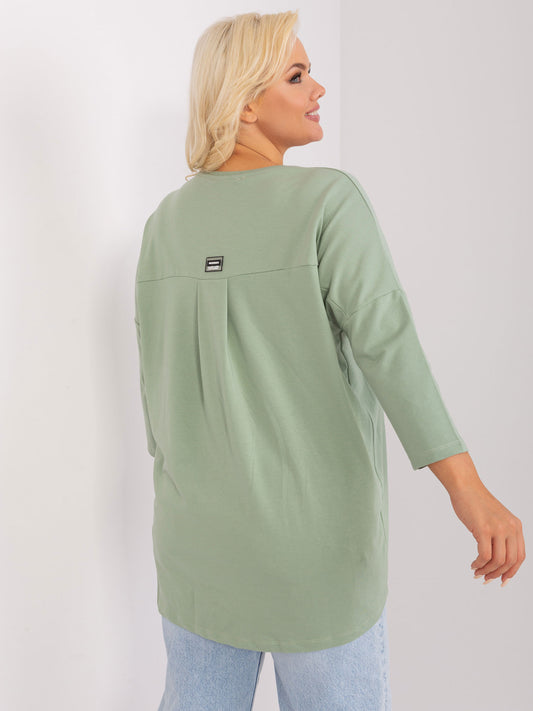 Pistacjowa bluzka plus size z bawełny