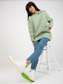 Pistacjowa dresowa bluza basic z kapturem