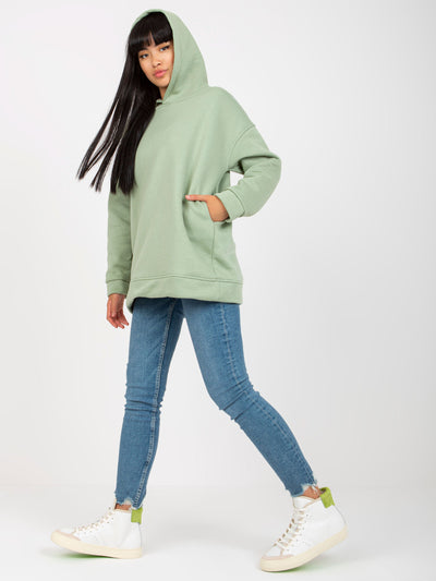 Pistacjowa dresowa bluza basic z kapturem