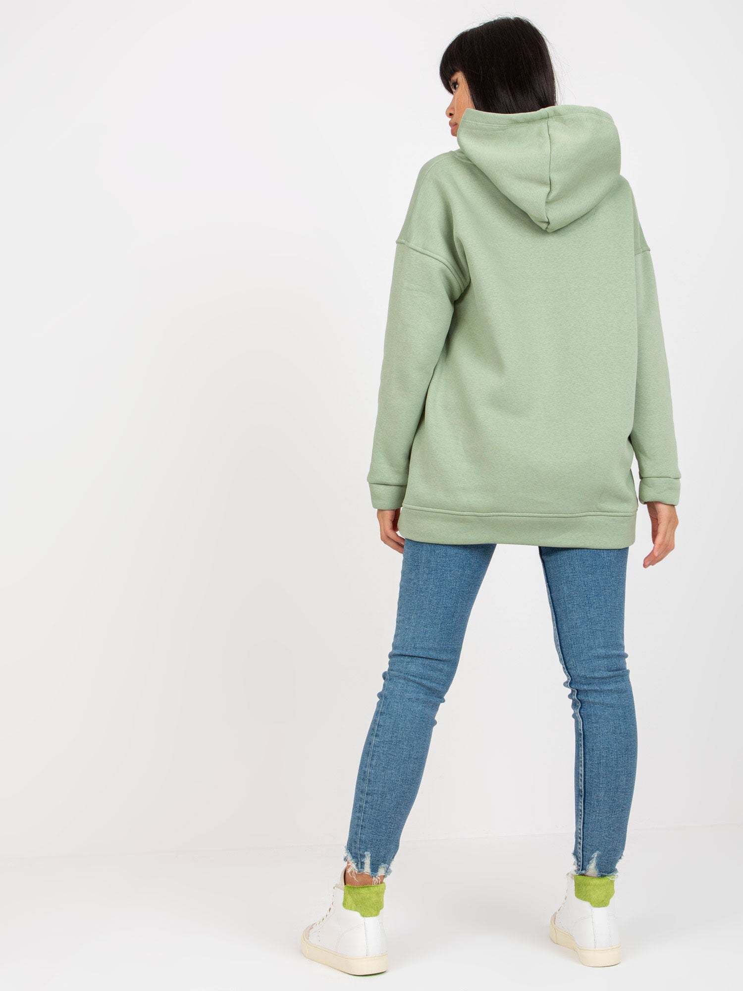 Pistacjowa dresowa bluza basic z kapturem