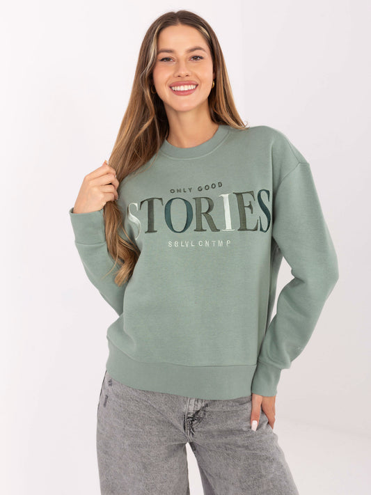 SUBLEVEL Pistacjowa ocieplana bluza bez kaptura