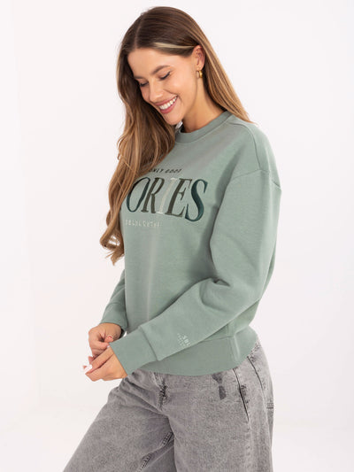 SUBLEVEL Pistacjowa ocieplana bluza bez kaptura