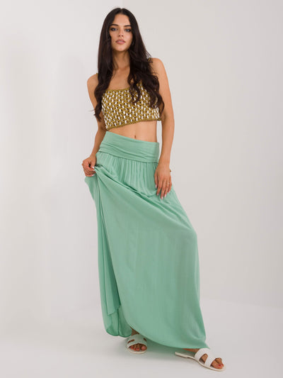 OCH BELLA Pistacjowa maxi spódnica w stylu włoskim