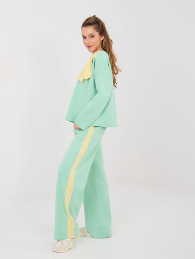 RUE PARIS Pistacjowy dresowy komplet z bluzą oversize