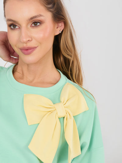 RUE PARIS Pistacjowy dresowy komplet z bluzą oversize
