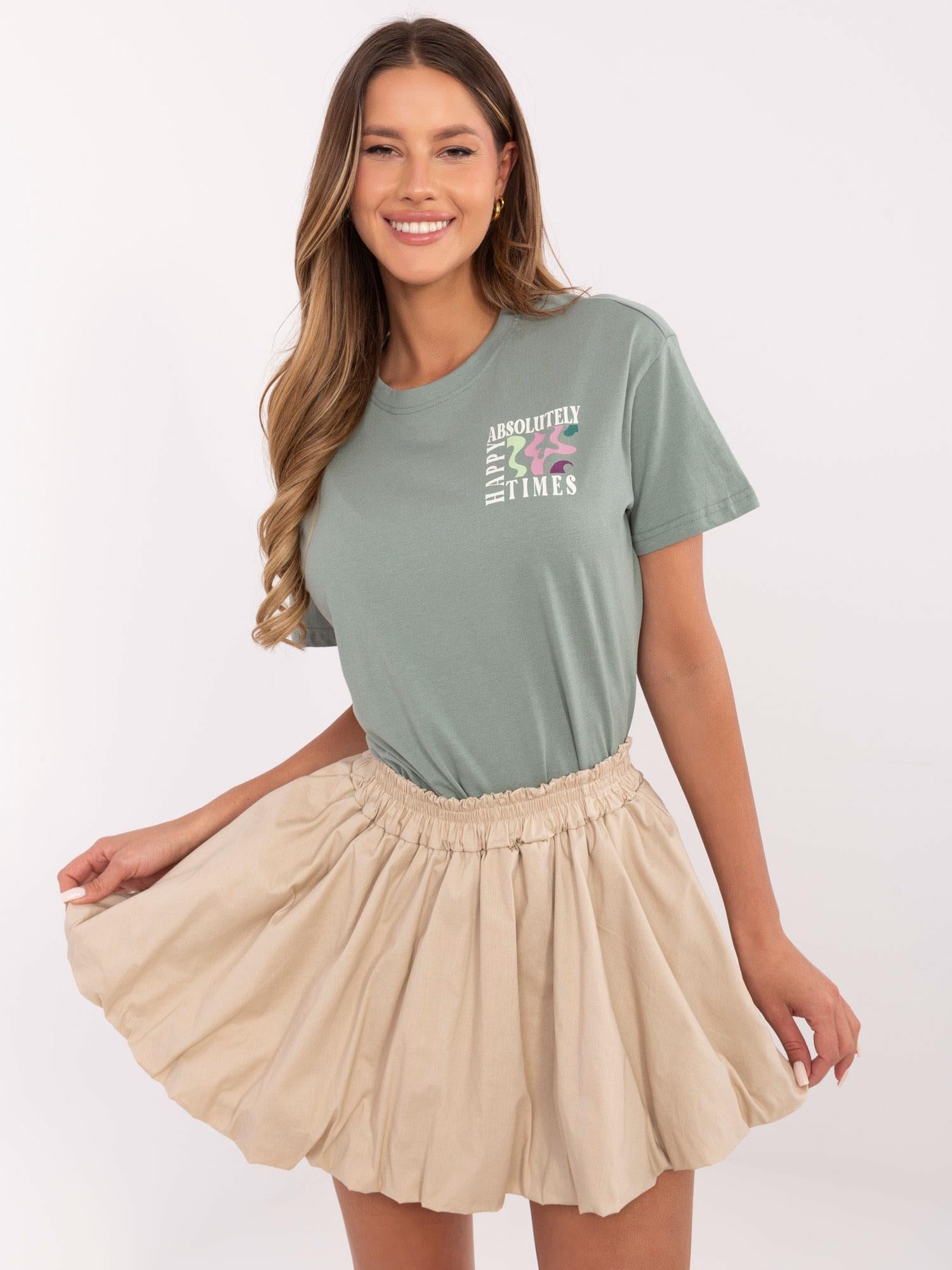 SUBLEVEL Pistacjowy damski t-shirt z napisami