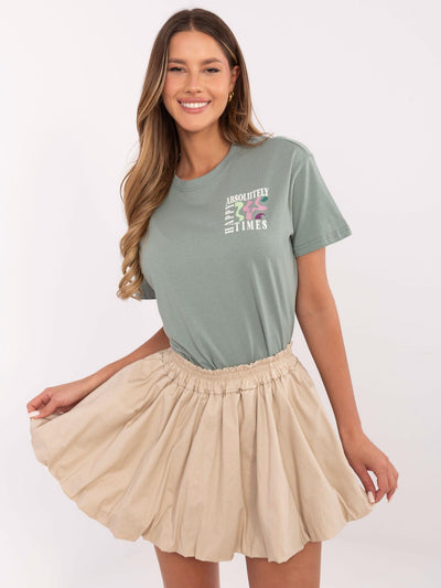 SUBLEVEL Pistacjowy damski t-shirt z napisami