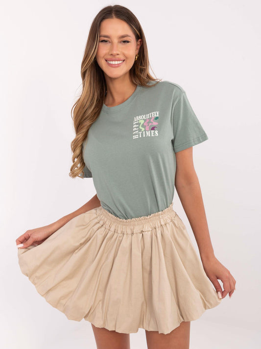 SUBLEVEL Pistacjowy damski t-shirt z napisami