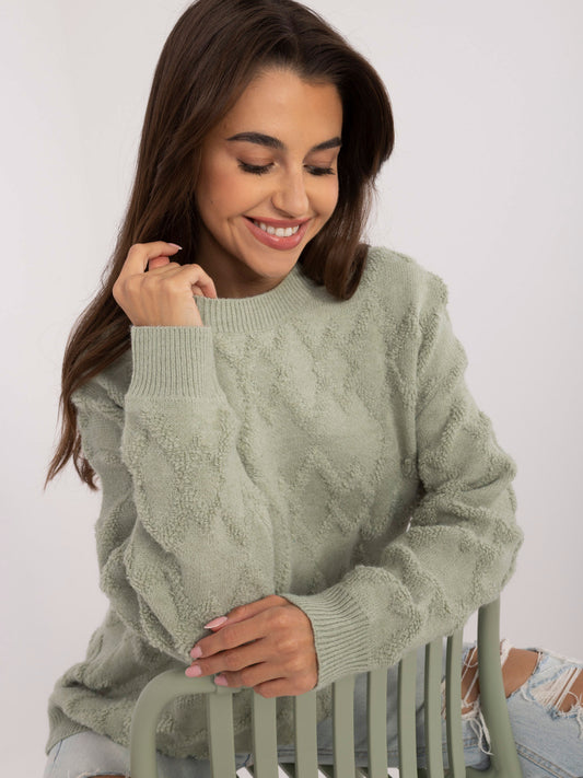 Pistacjowy damski sweter o kroju oversize