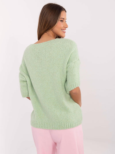 Pistacjowy sweter oversize w jednolitym kolorze