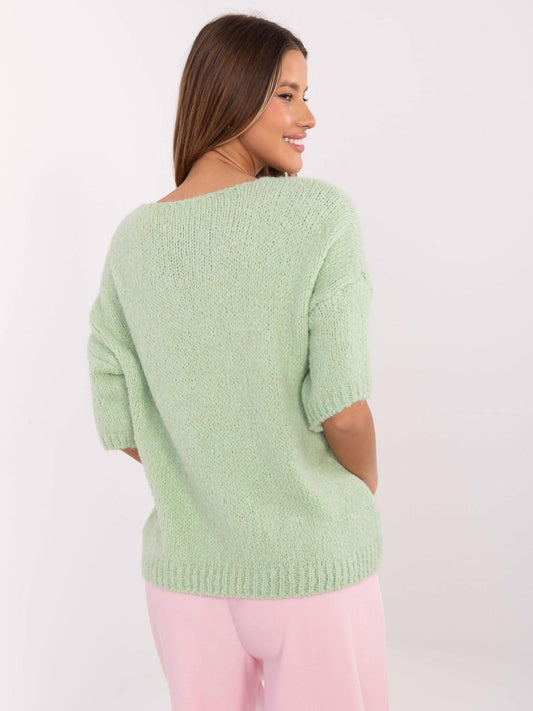 Pistacjowy sweter oversize w jednolitym kolorze
