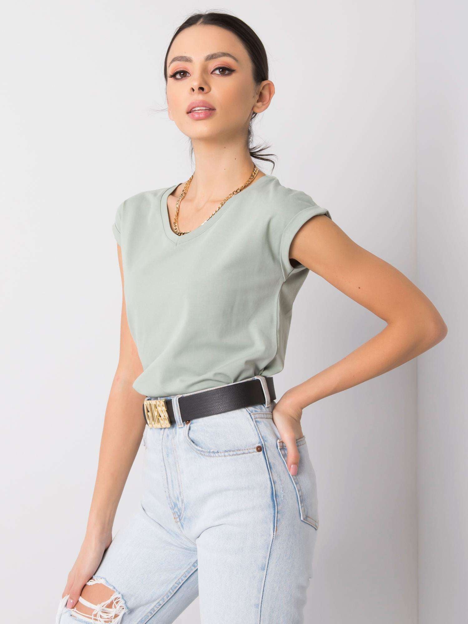 Pistacjowy damski t-shirt basic