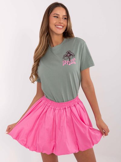 SUBLEVEL Pistacjowy damski t-shirt z napisami