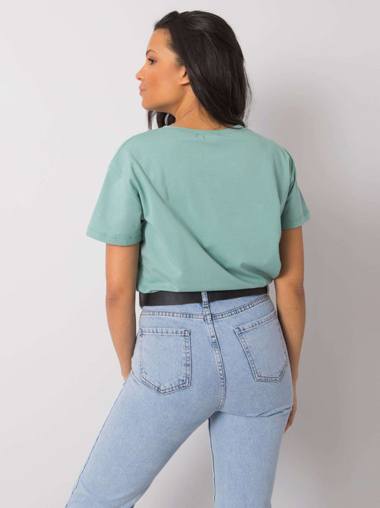 Pistacjowy t-shirt damski z napisem