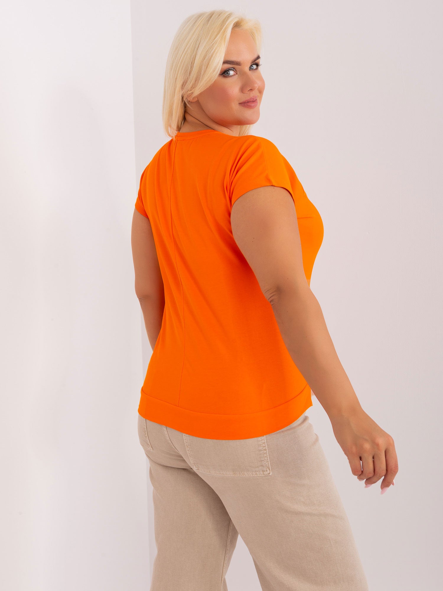 Pomarańczowa bluzka plus size z bawełny