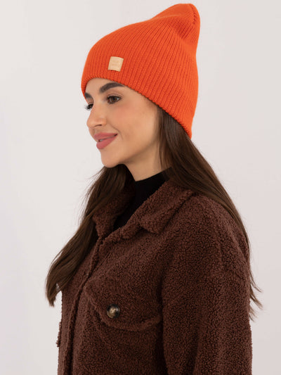 RUE PARIS Pomarańczowa czapka beanie z dzianiny