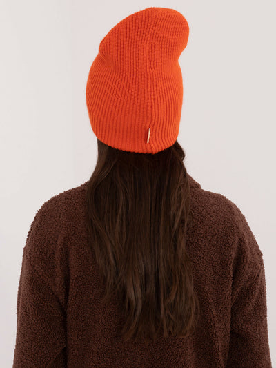 RUE PARIS Pomarańczowa czapka beanie z dzianiny