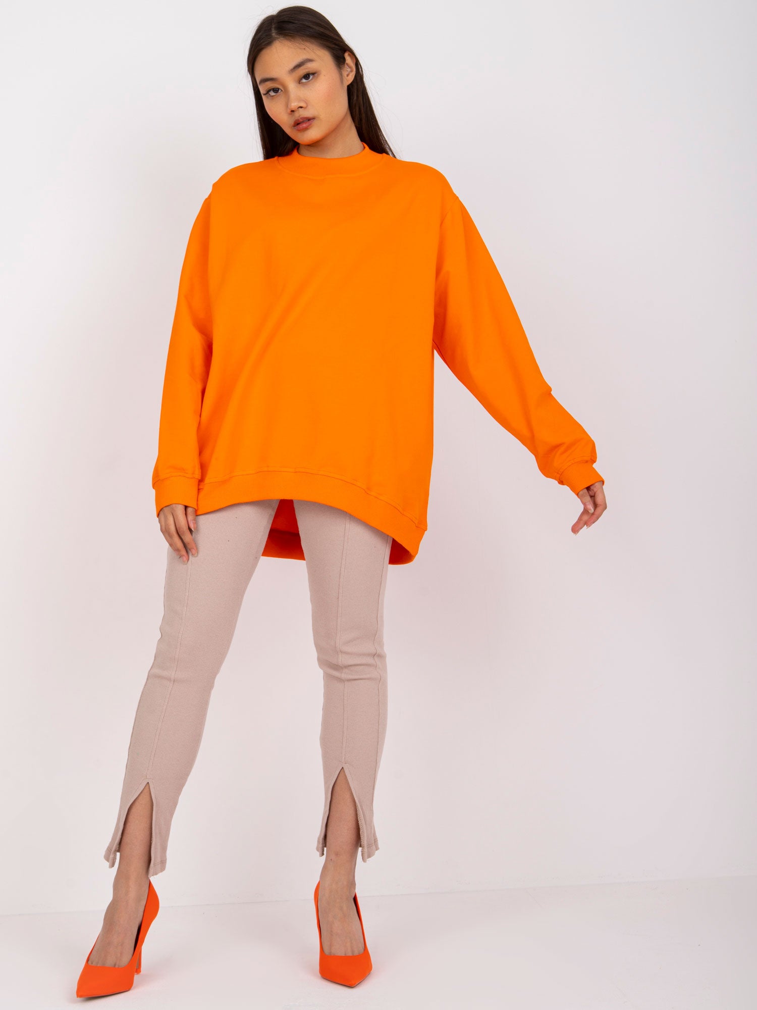 Pomarańczowa bawełniana bluza basic