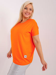 Pomarańczowa bluzka plus size z krótkim rękawem