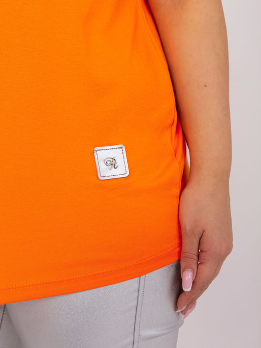 Pomarańczowa bluzka plus size z krótkim rękawem