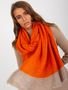 Pomarańczowo-beżowy dwukolorowy szal z dzianiny