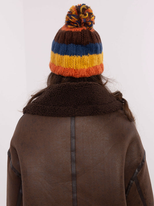 Pomarańczowo-żółta damska czapka z dzianiny