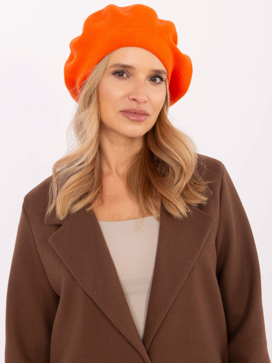 Pomarańczowy damski beret z dzianiny