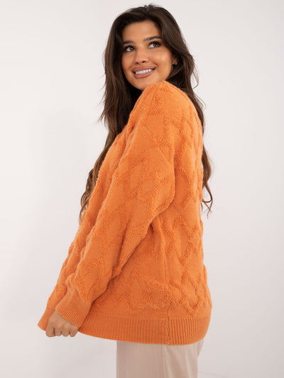 Pomarańczowy sweter oversize z okrągłym dekoltem