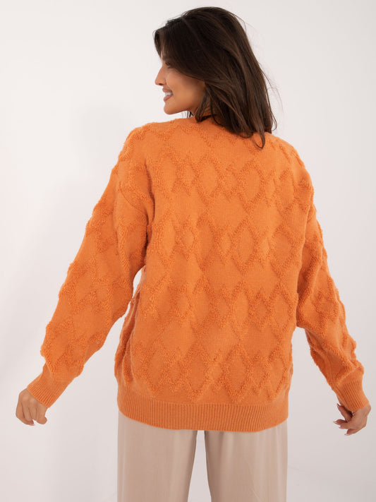 Pomarańczowy sweter oversize z okrągłym dekoltem