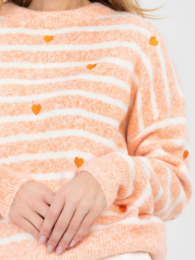 Pomarańczowy damski sweter z okrągłym dekoltem